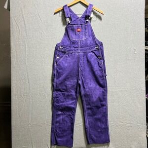 Dickies Purple Tie Dye Denim Overalls Women's Size S Raw Hem Carpenter Workwear